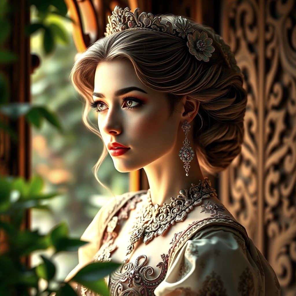 Lady in Triadic Colors Concept Art Portrait