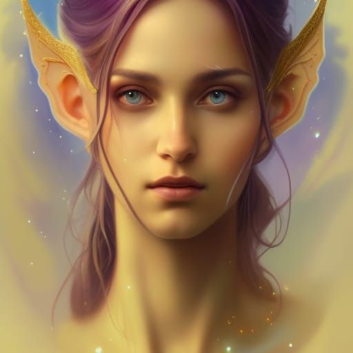 Ethereal Elvish Woman Meditating: Celestial Portrait
