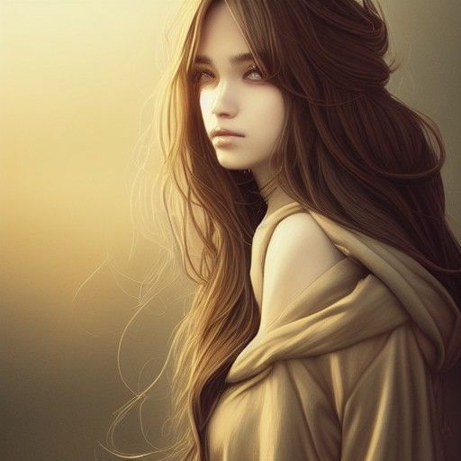 Elegant Goddess with Golden Halo in Digital Art