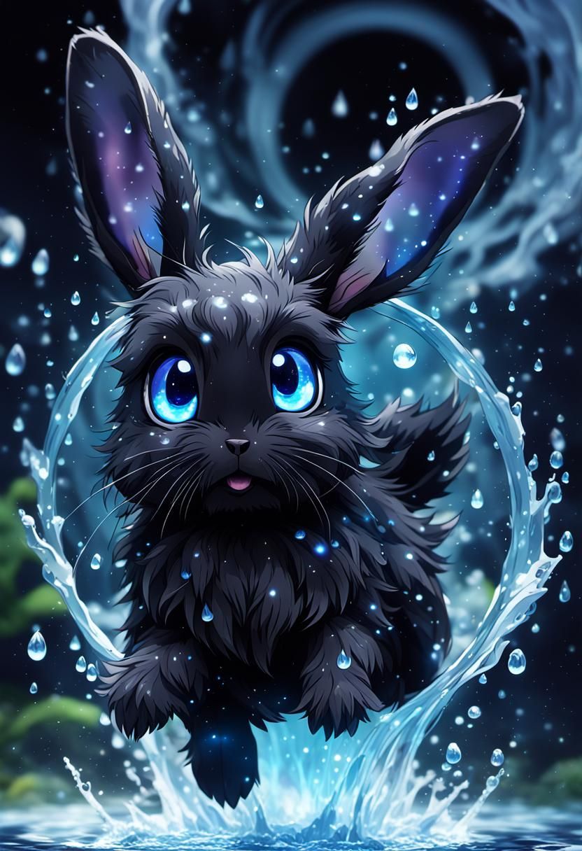 Anime Rabbit Leaping Through Water Circle