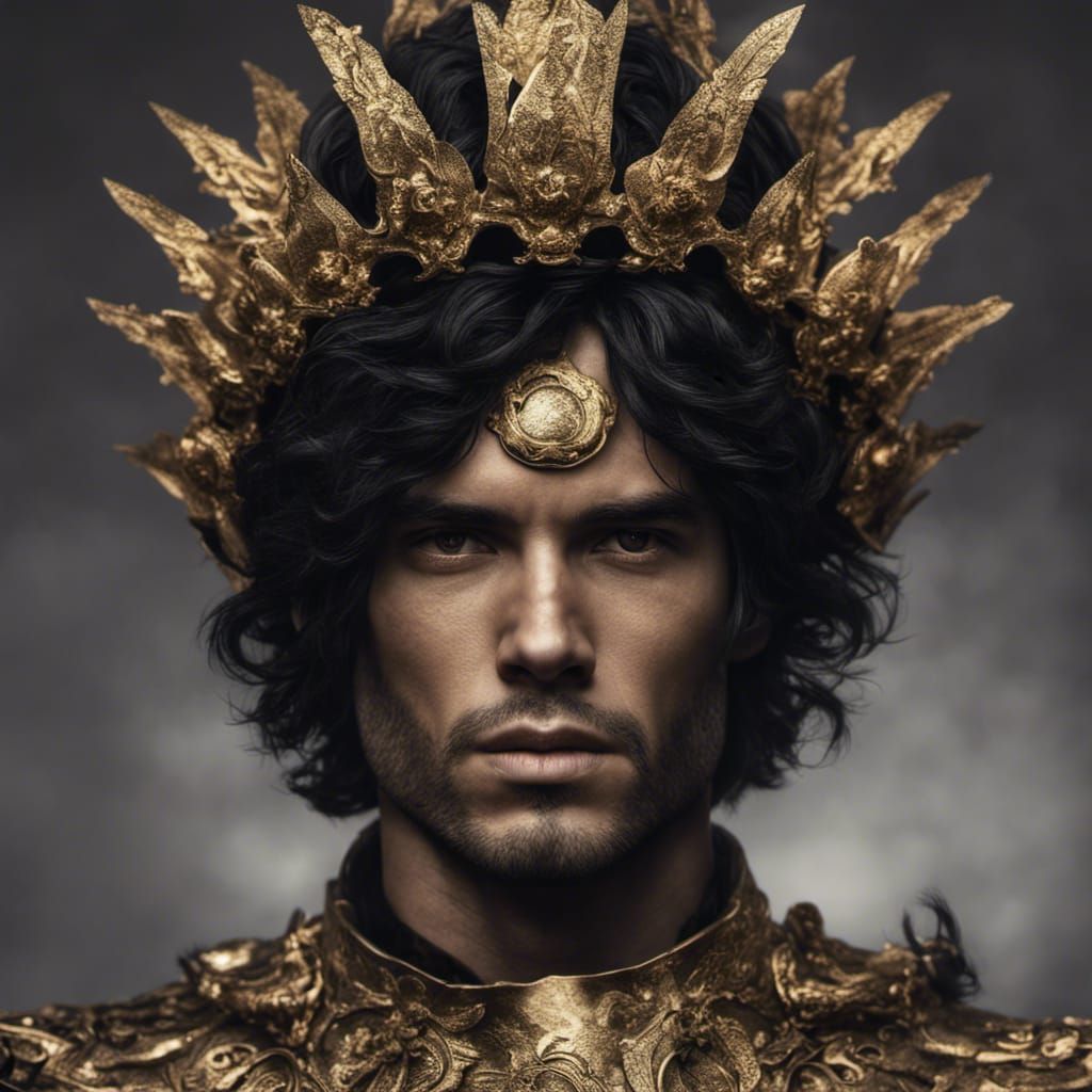 Martian Man with Golden Crown in Hyperrealistic Style