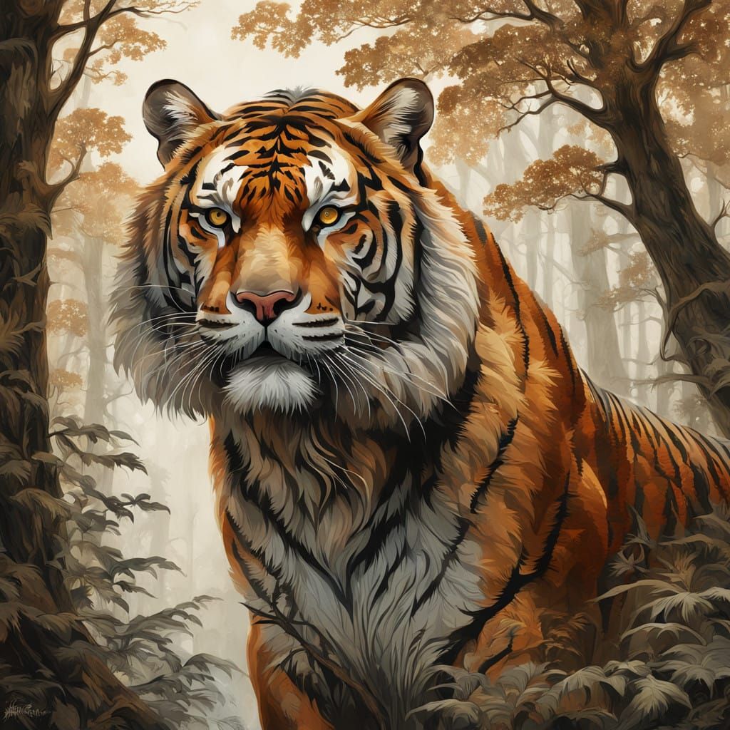Gilded Tiger in Forest Glory