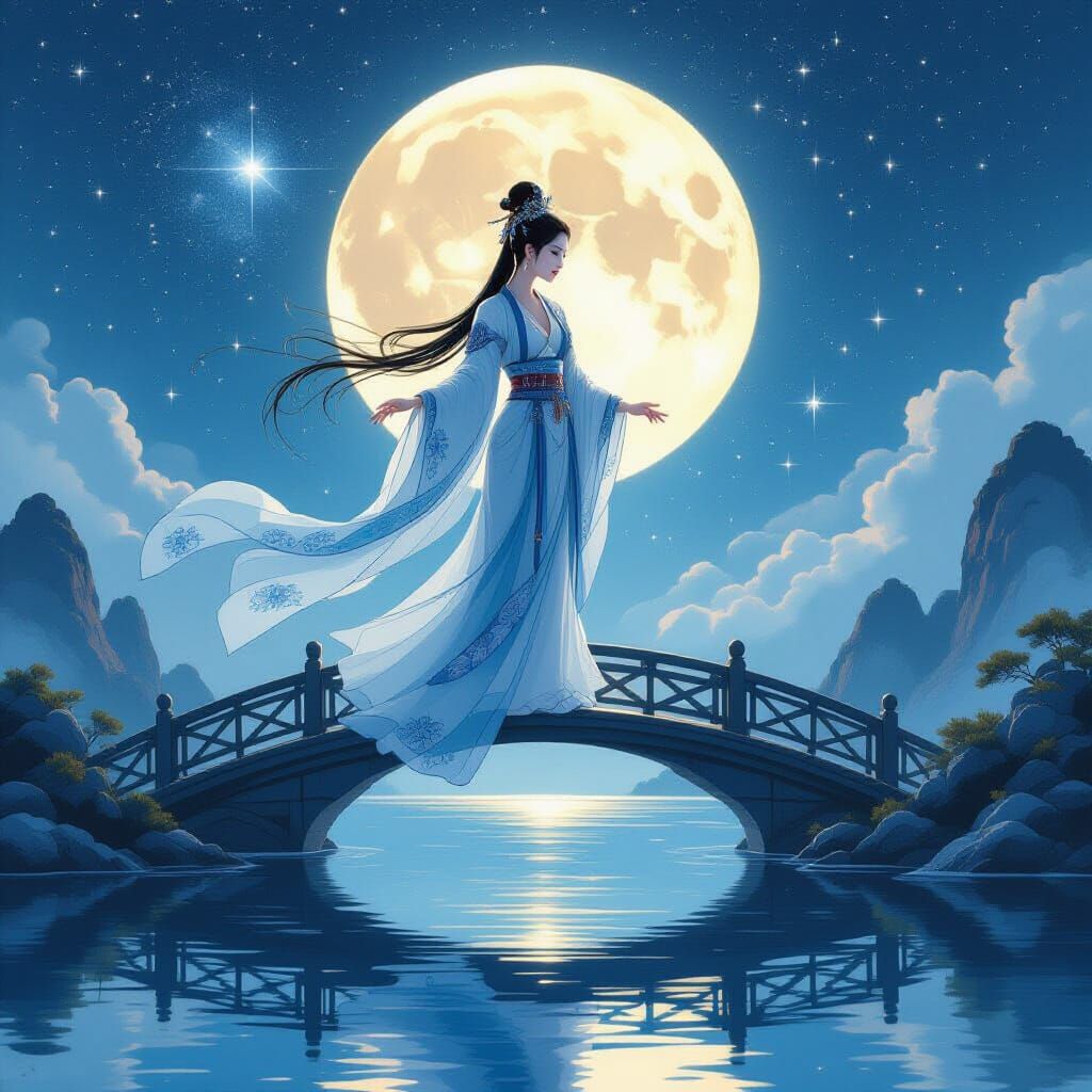 Celestial Goddess on Moonlight Bridge