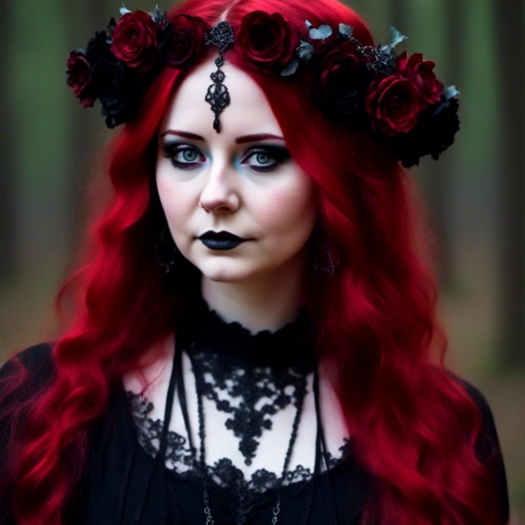 Alexander in Gothic Gown with Flower Crown