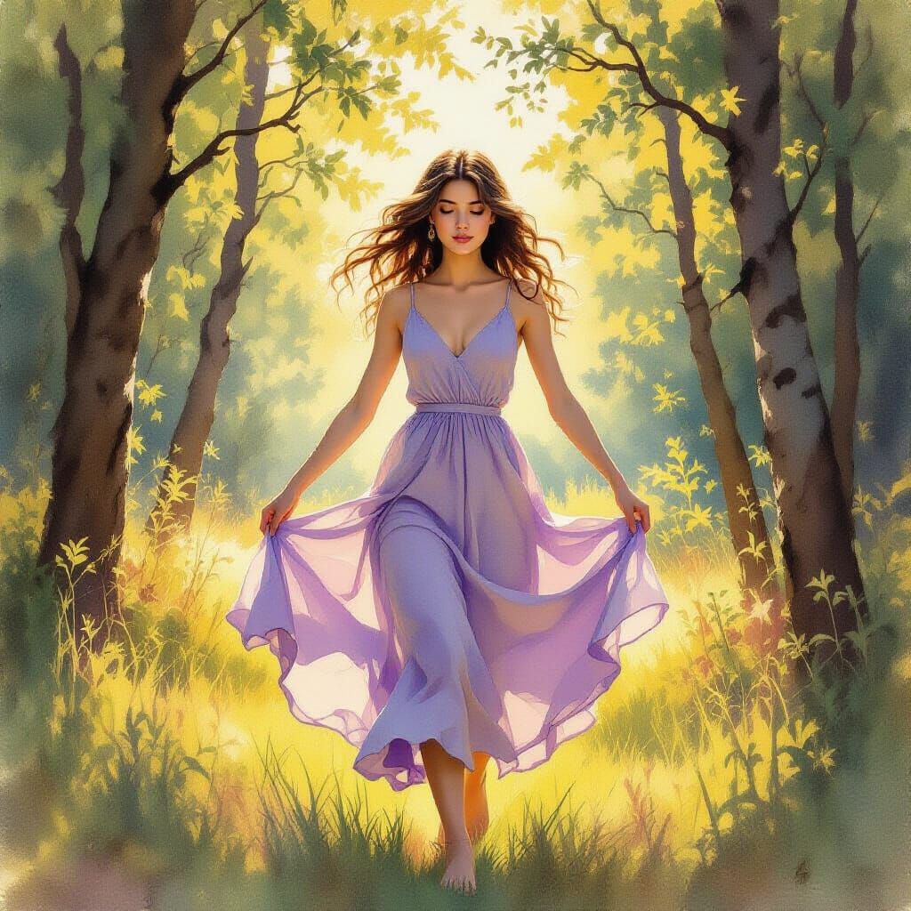 Ethereal Forest Dancer in Golden Hour Light