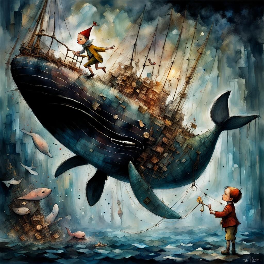 Pinocchio's Dark Descent: A Collage Art Masterpiece