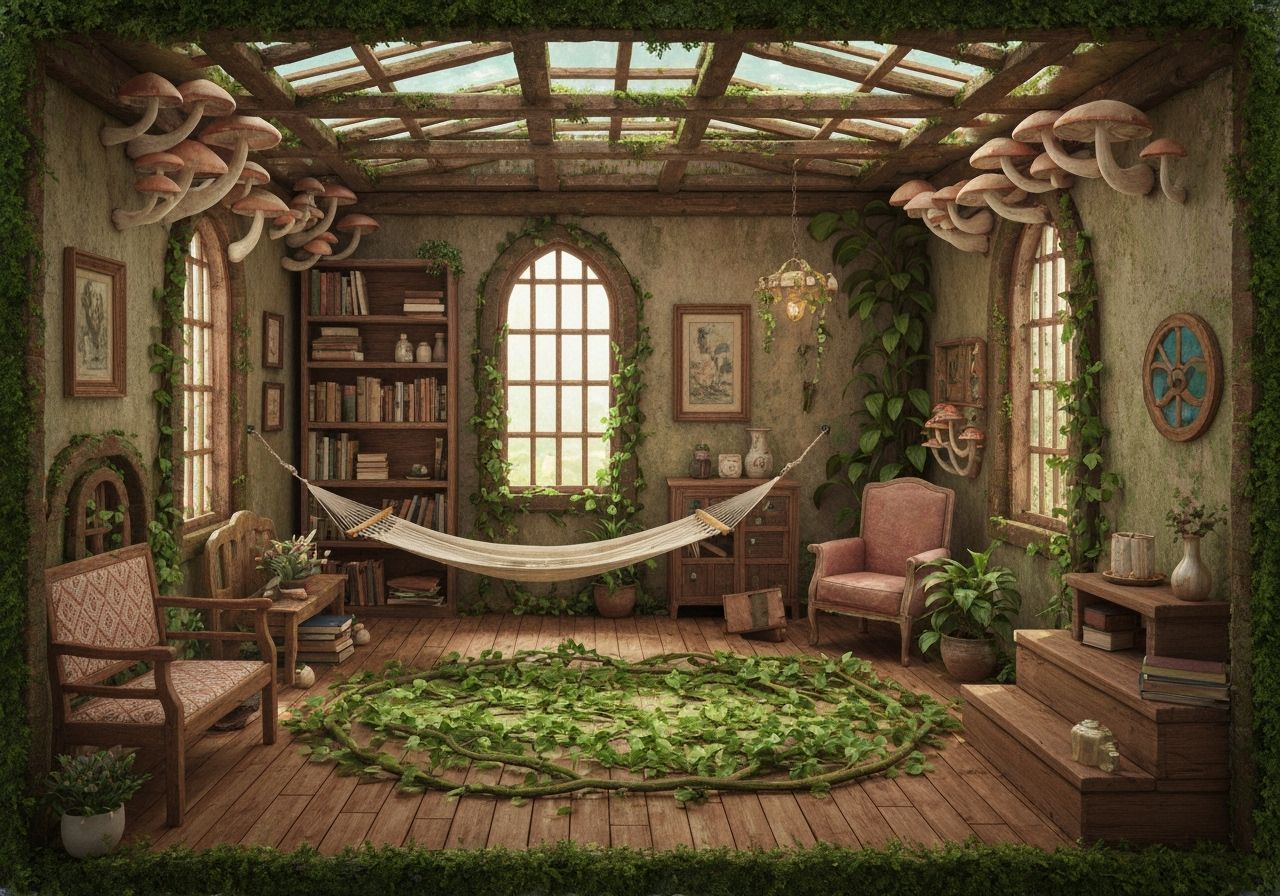 Detailed Fairy House Interior with Giant Objects