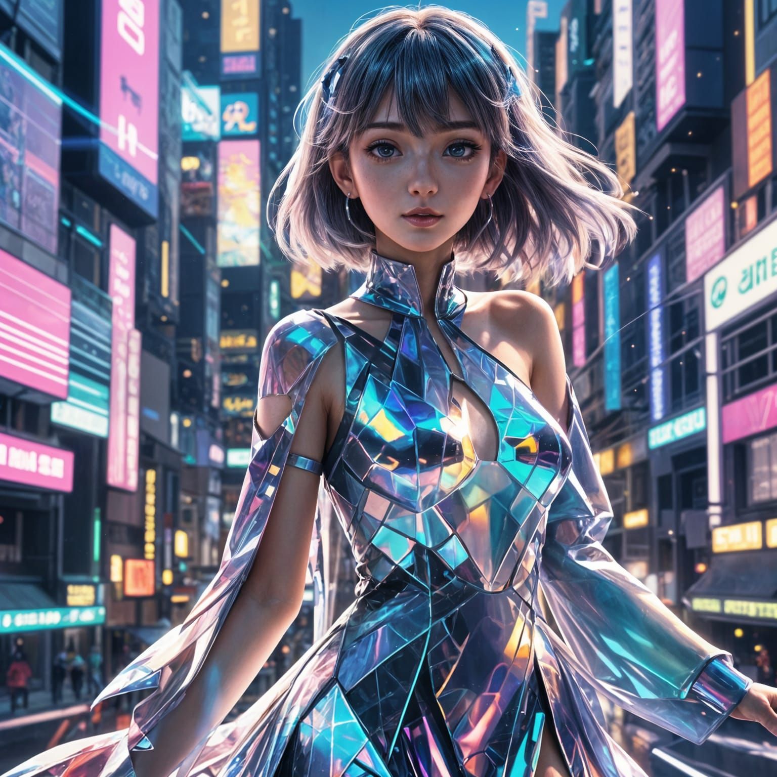 Anime Style Holographic Dress in 3D