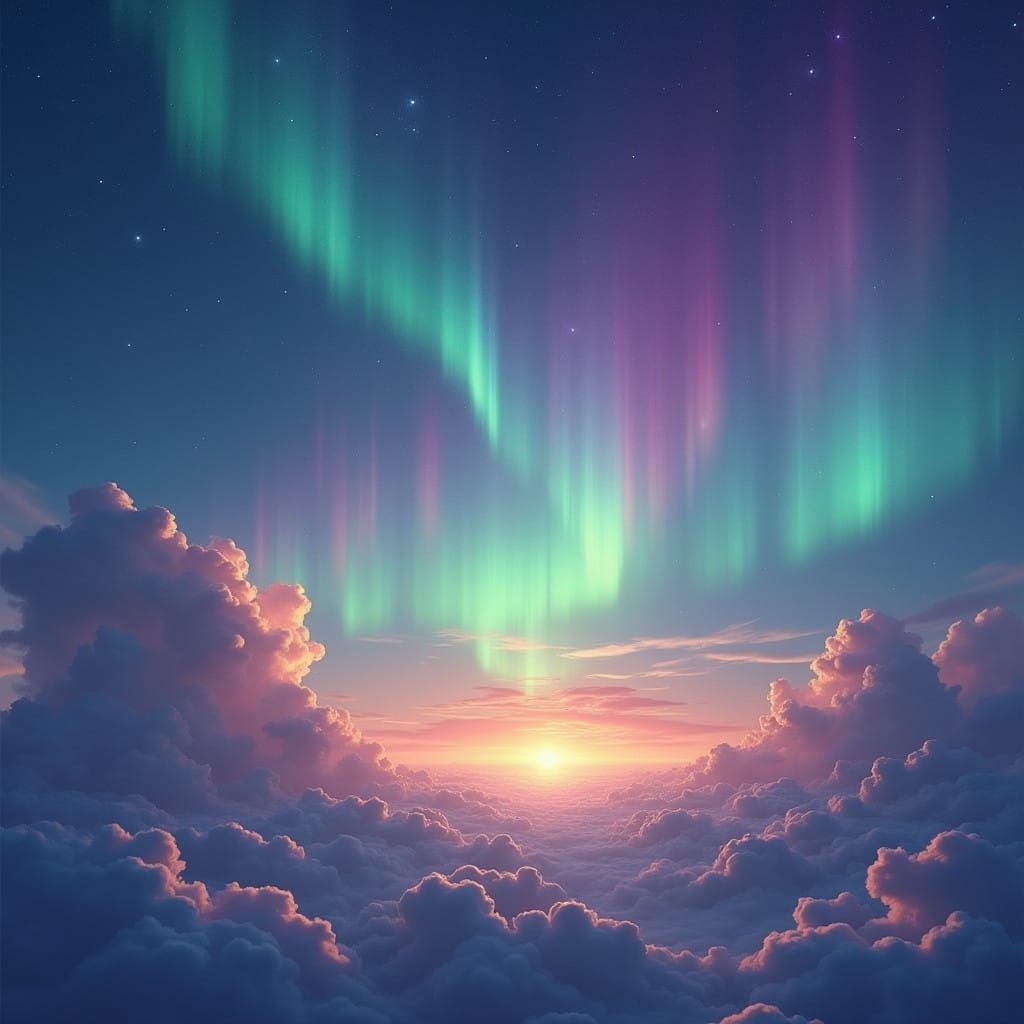 Ethereal Aurora Borealis Night Sky in Vibrant Colors