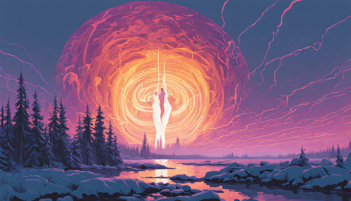 Surrealistic Golden Hug in Futuristic Realism