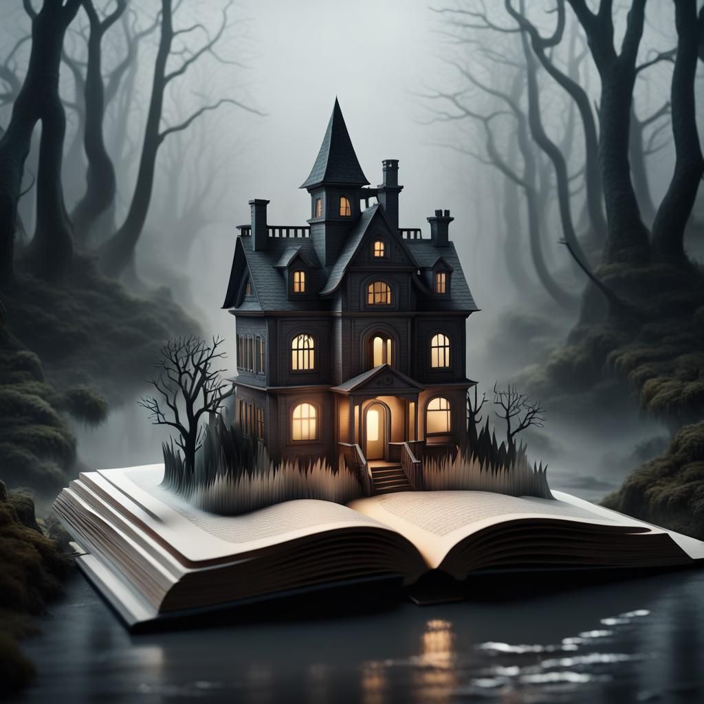 Haunted House Pop-Up Book in Digital Matte Painting