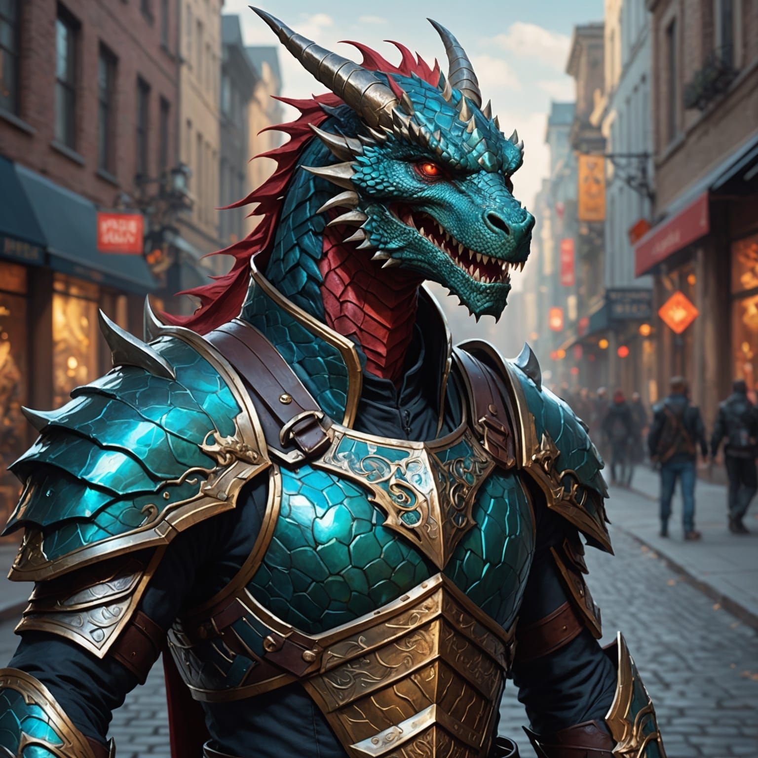 Dragonborn Fighter Portrait with Dynamic Lighting