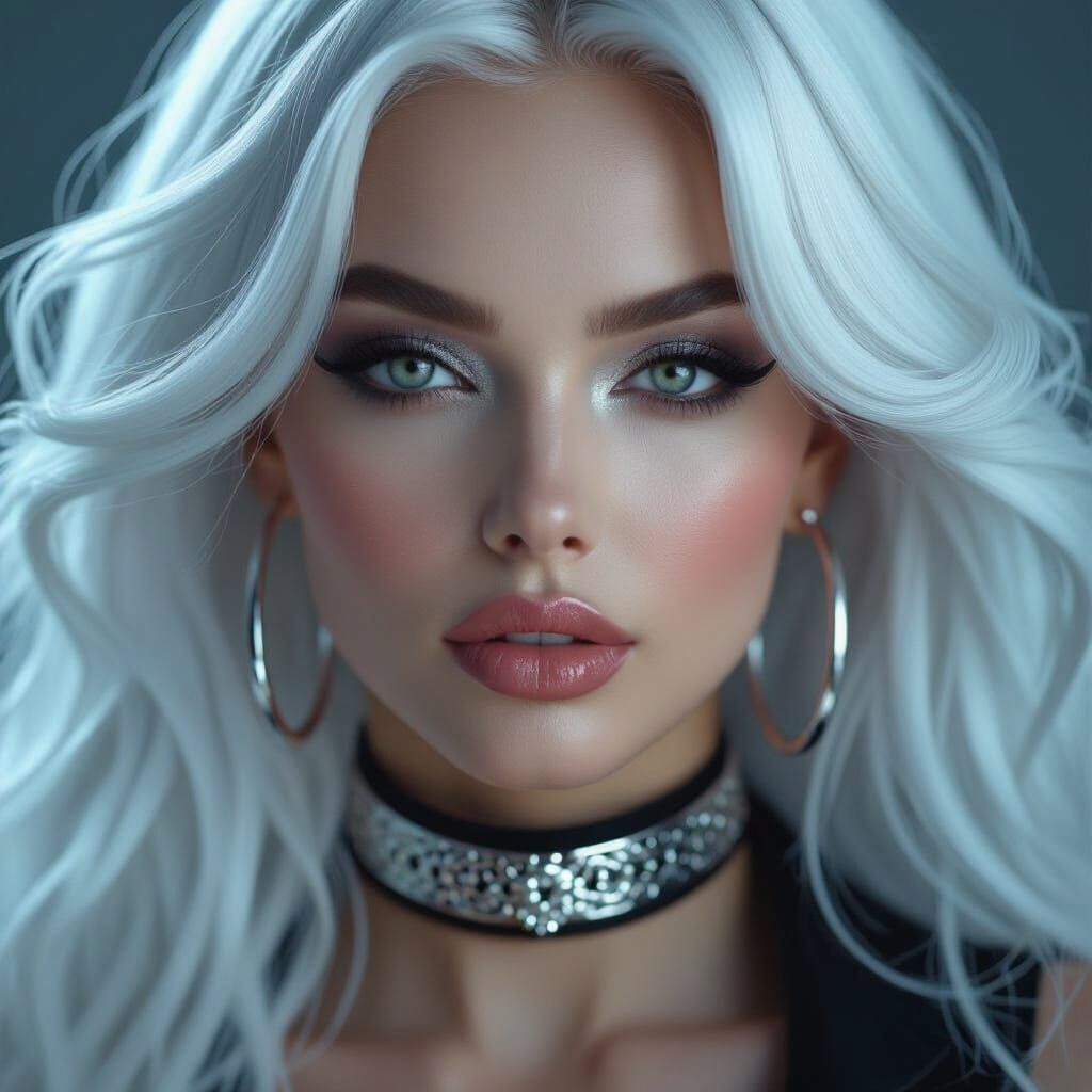 Smokey-Eyed Woman in Silver Jewelry: Fashion Photo