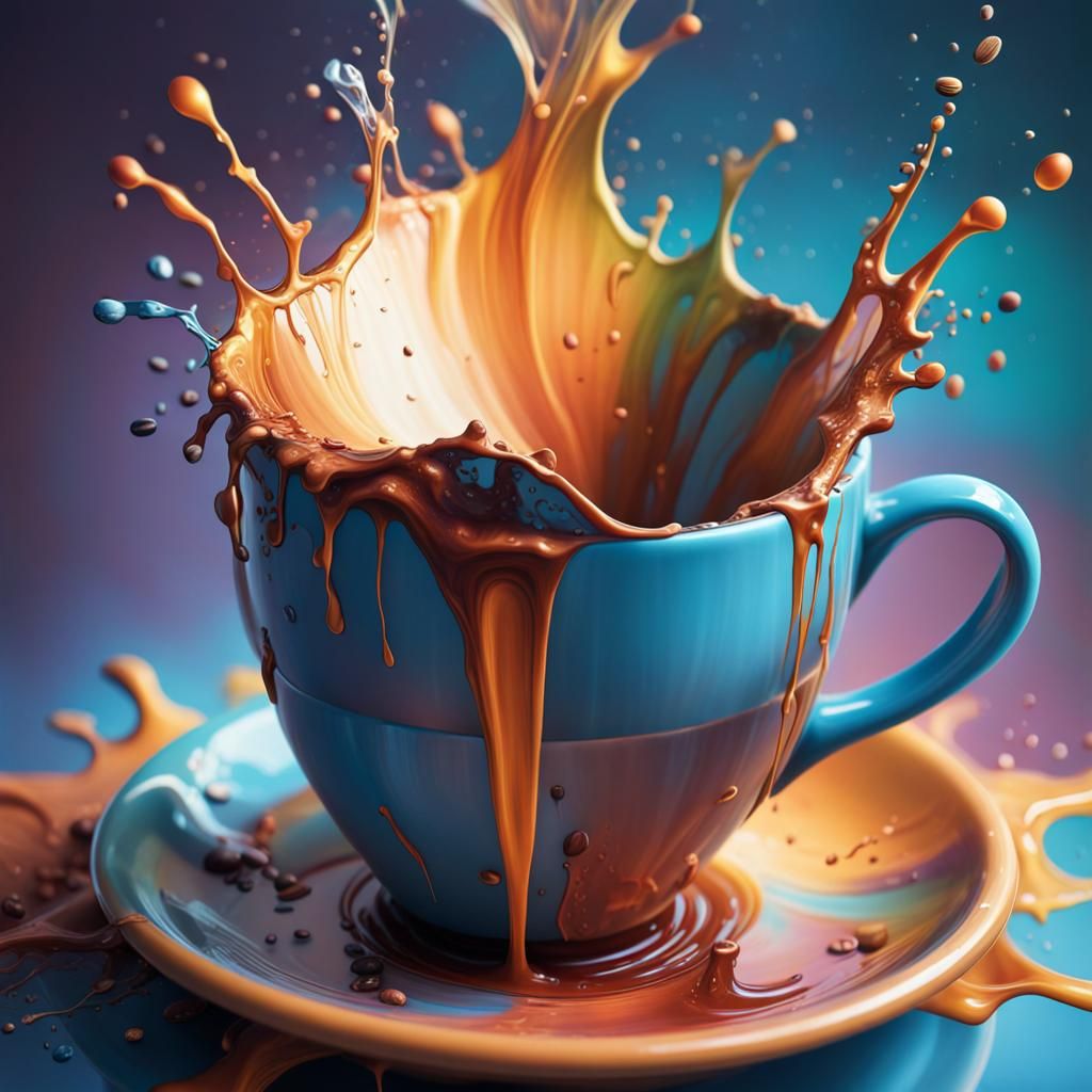 Hyperrealistic Coffee Time Splash Art
