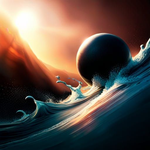 Hyperrealistic Black Spheres in Splash Art Style