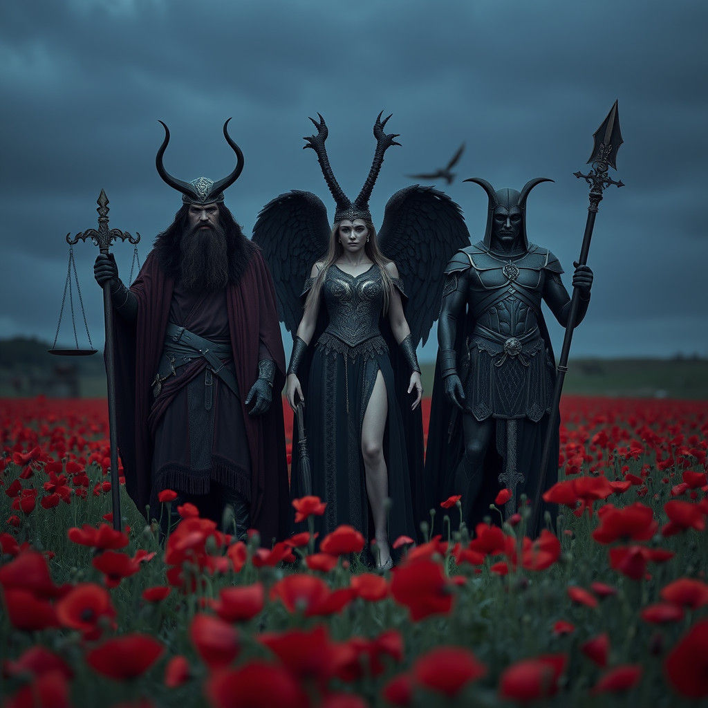 Odin, Morrigan, Erebus: Divine Trinity in Poppies