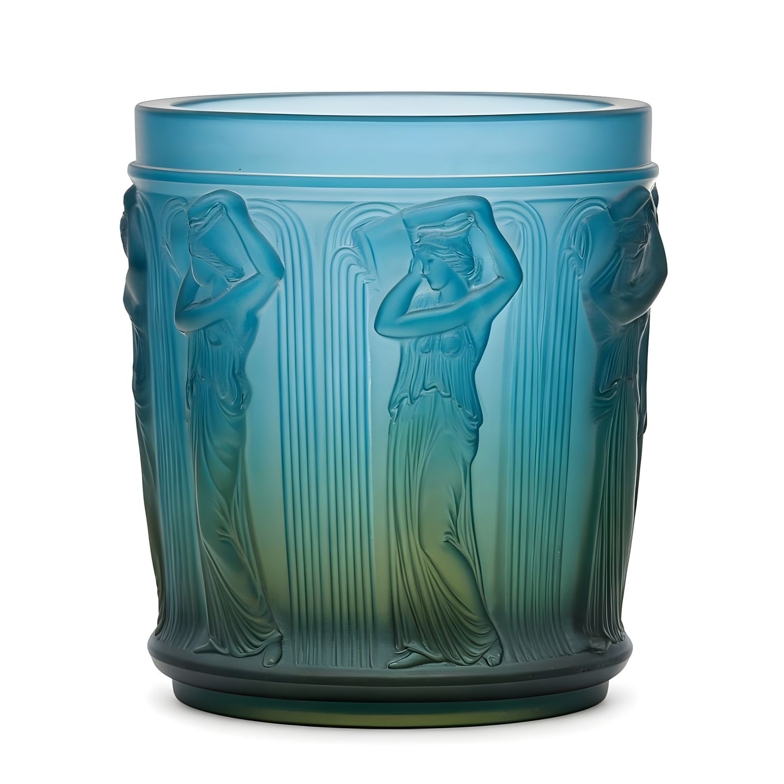 Art Deco Glass Vase with Pouring Figures