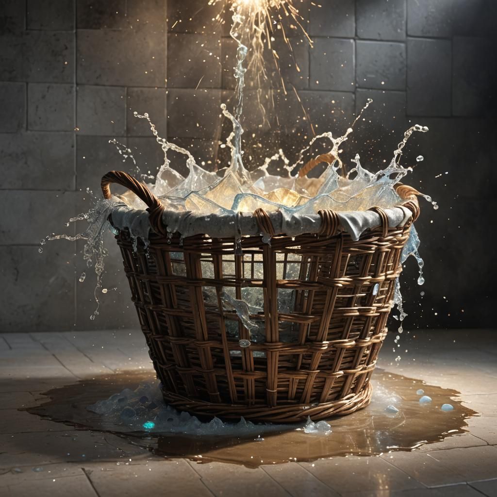 Ethereal Glowing Lights in Old Baskets: Hyper-Realistic Spla...