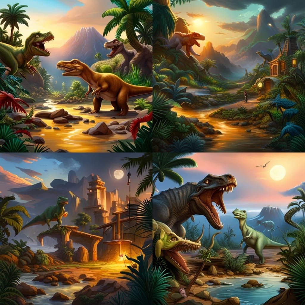 Dinosaurs Coloring Book Cover in Detailed Matte Style