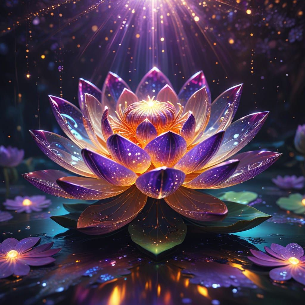 Surreal Landscape with Vibrant Fashionista and Crystal Lotus...