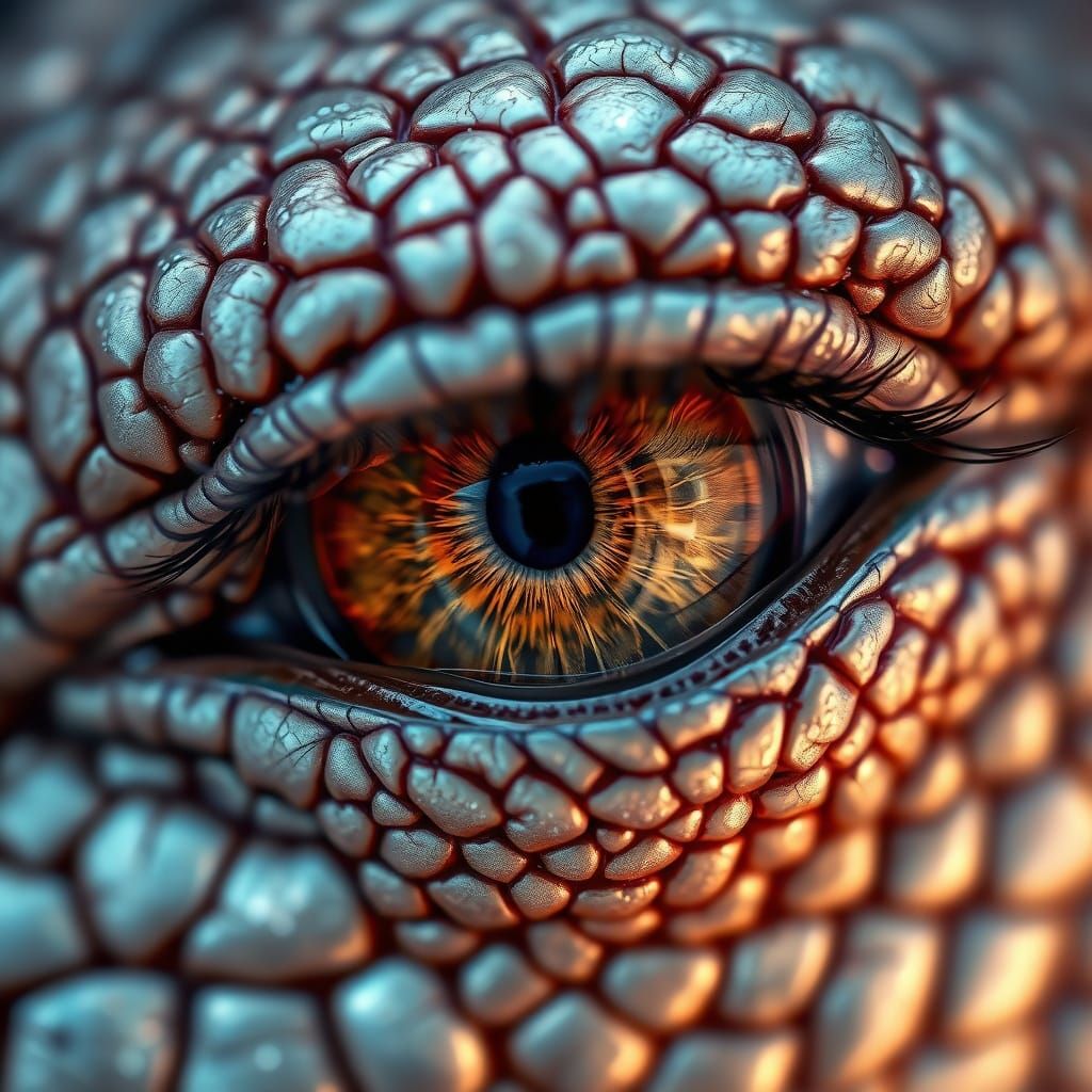 Macro Eye with Iridescent Tears in Hyperrealism