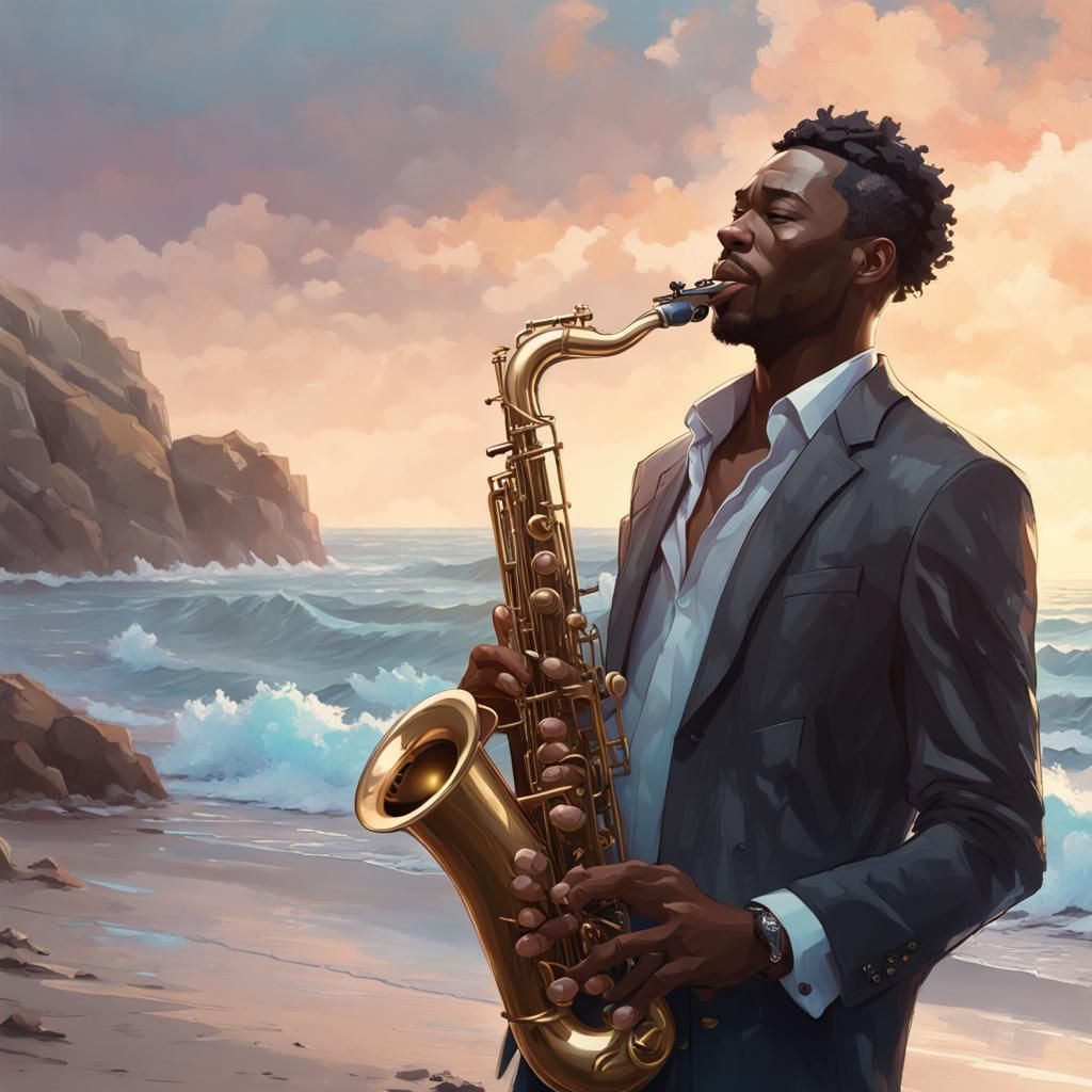 Saxophone Player Portrait in Hyperdetailed Digital Art