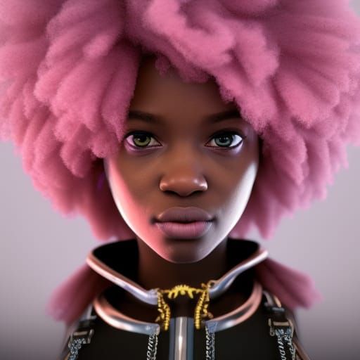 Cool Afro Rapper Girl in 3D Cinematic Style