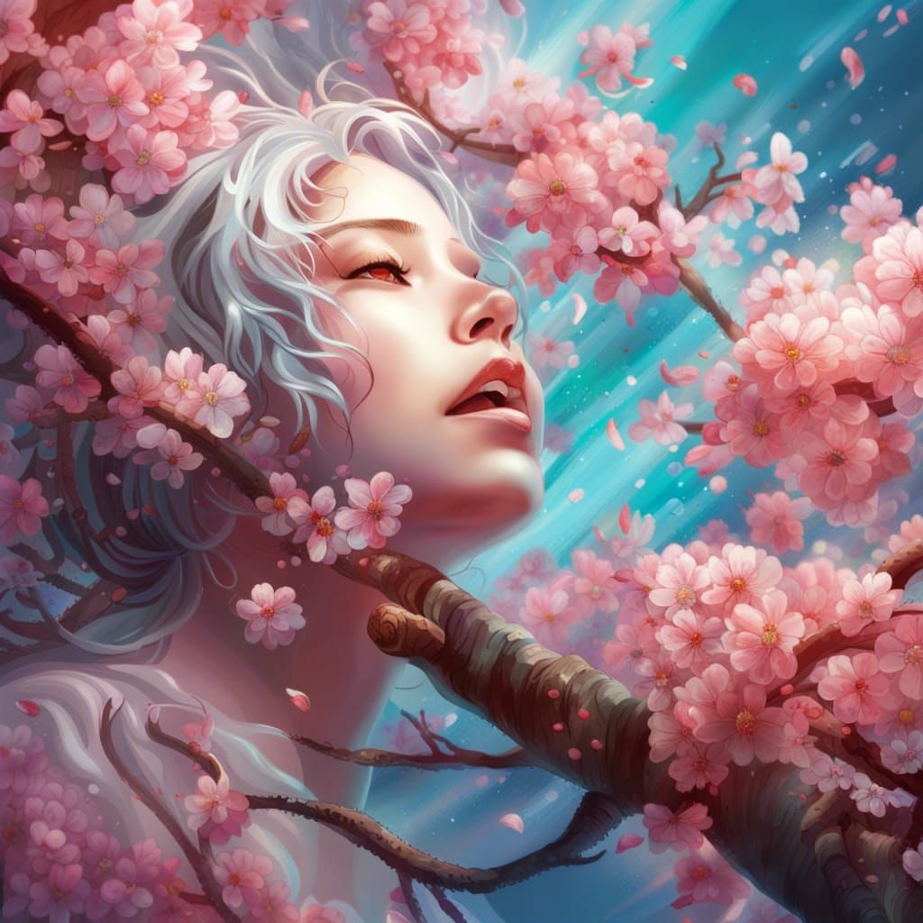 Hyperrealistic Ocean of Dreams: Blossoming Spring