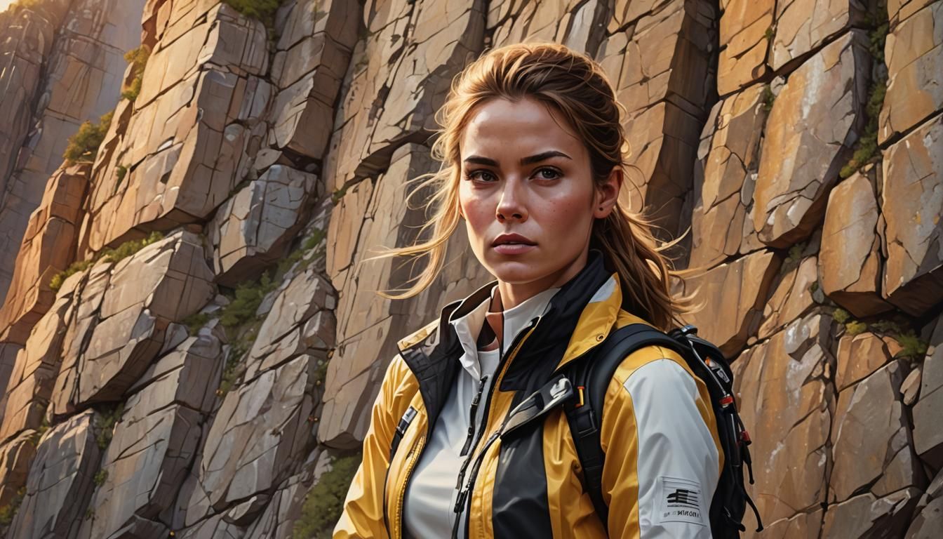 Determined Climber: Hyper-realistic Sports Illustration