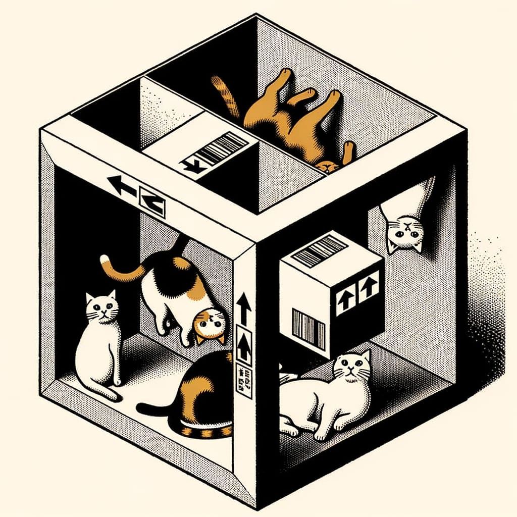 Whimsical Cats in a Geometric Wonderland