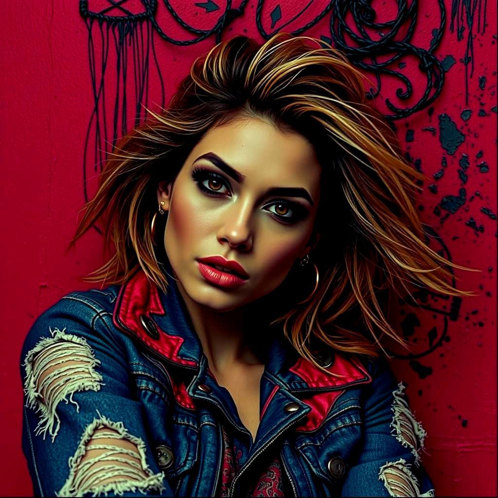 Rough Glamour Portrait with Defiant Gaze