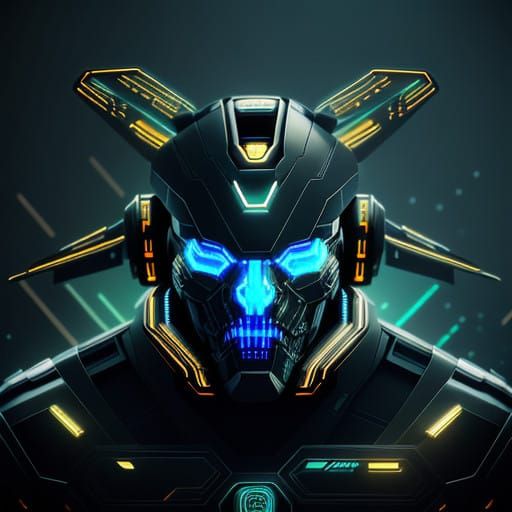 Futuristic Robotic Brain in Neon-Lit, Metallic Cyberpunk Sty...