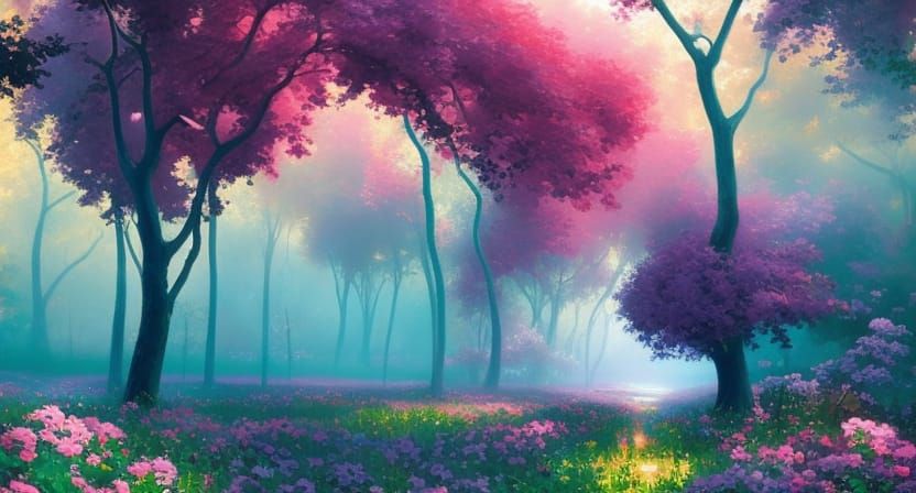 Rose Field in Neo-Impressionist Style