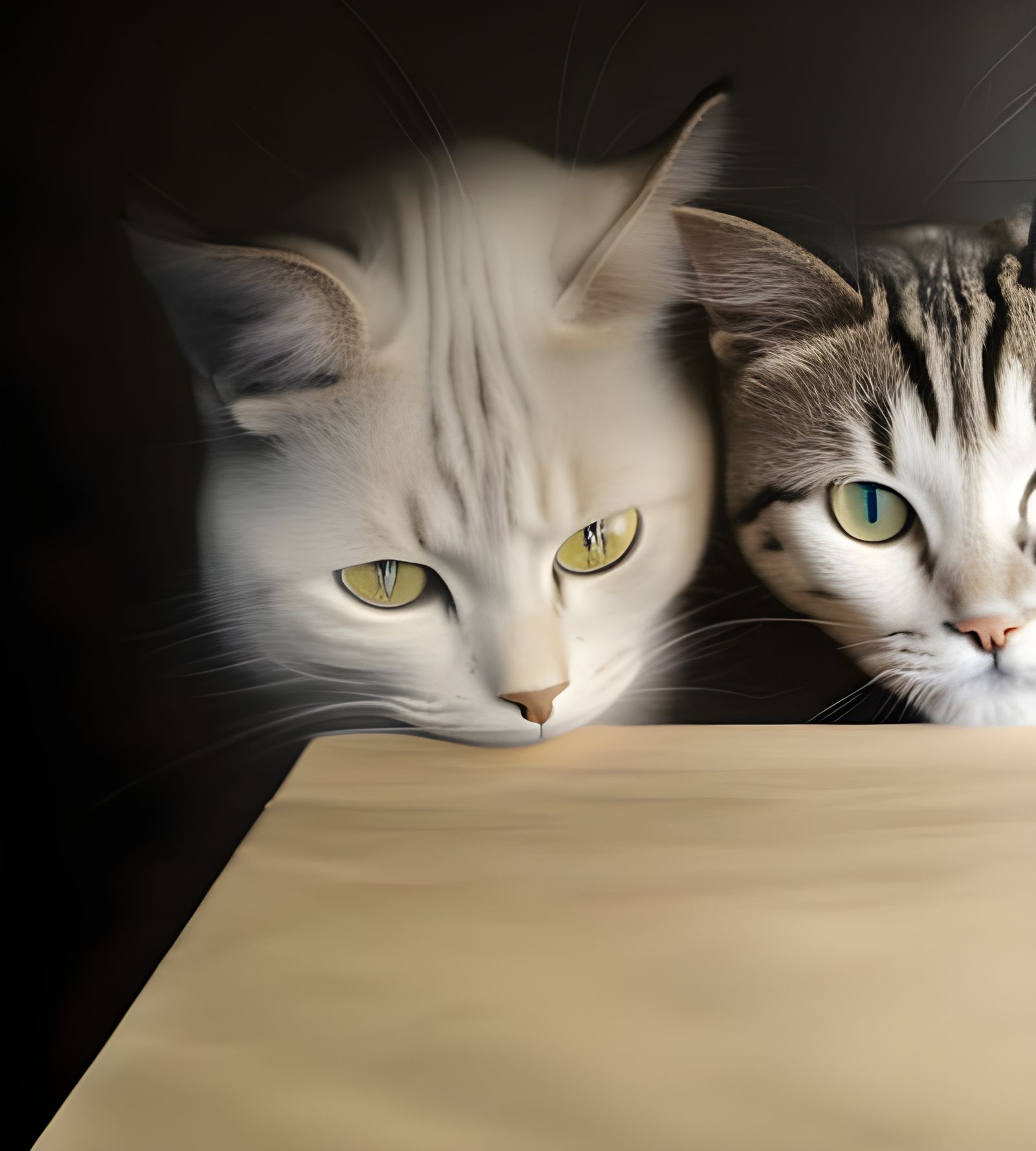 Cats on Antique Furniture with Dreamlike Lighting