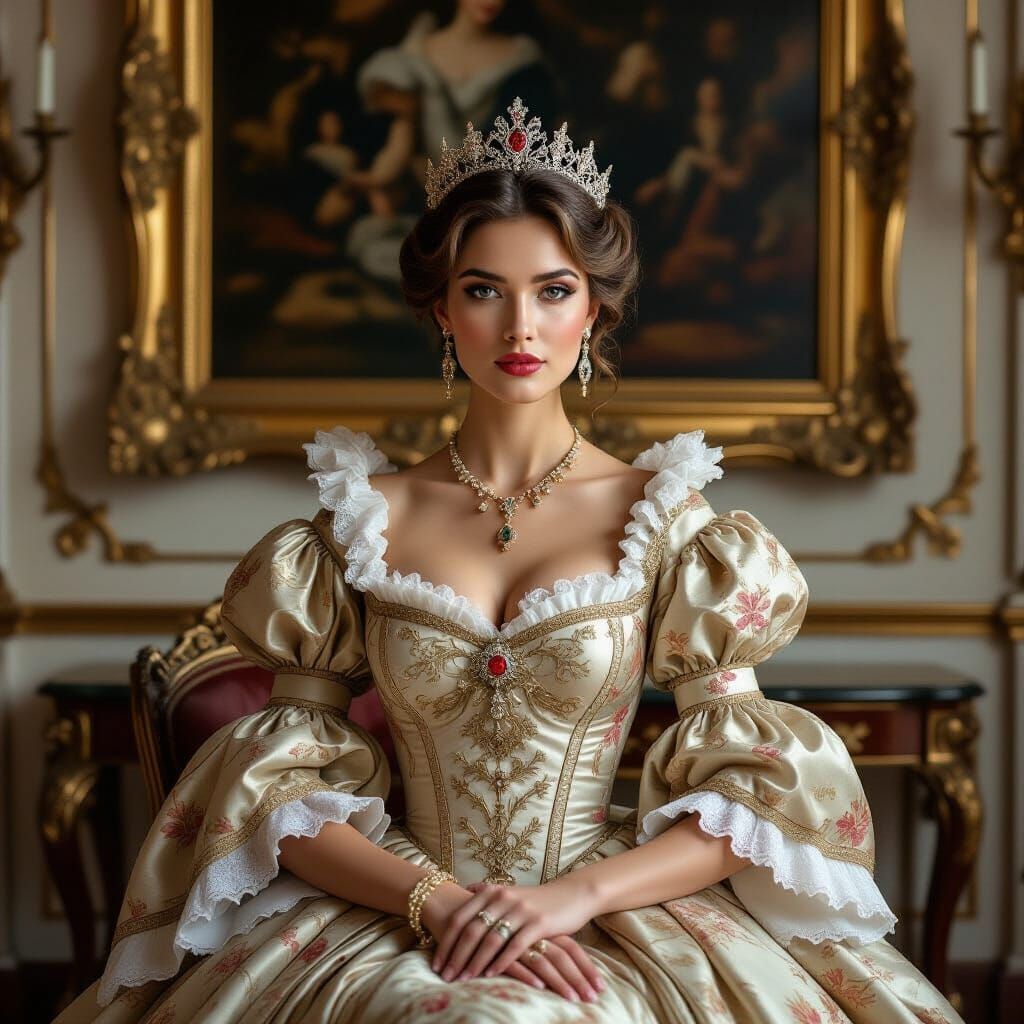 Noble Lady in Grand Palace Portrait