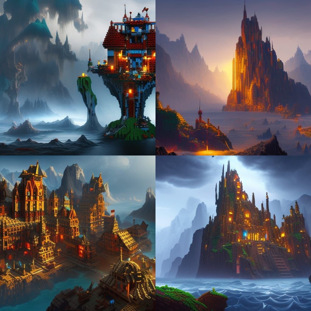 Detailed Lego Paradise Matte Painting in 8K