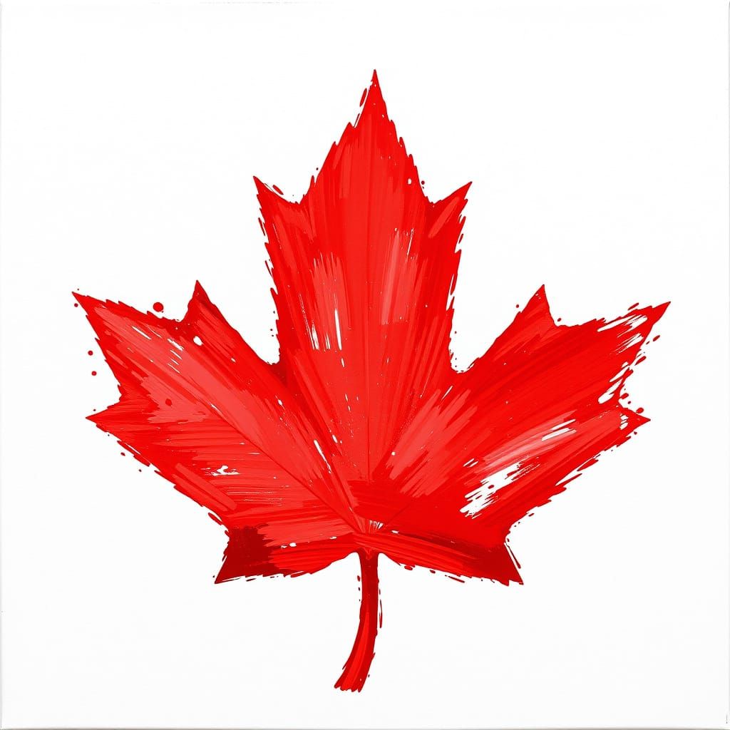 Canadian Maple Leaf Emblem in Impressionist Style