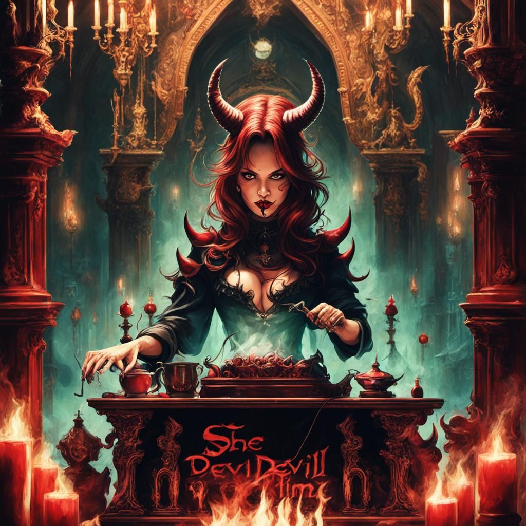 Playful She-Devil in Whimsical Art