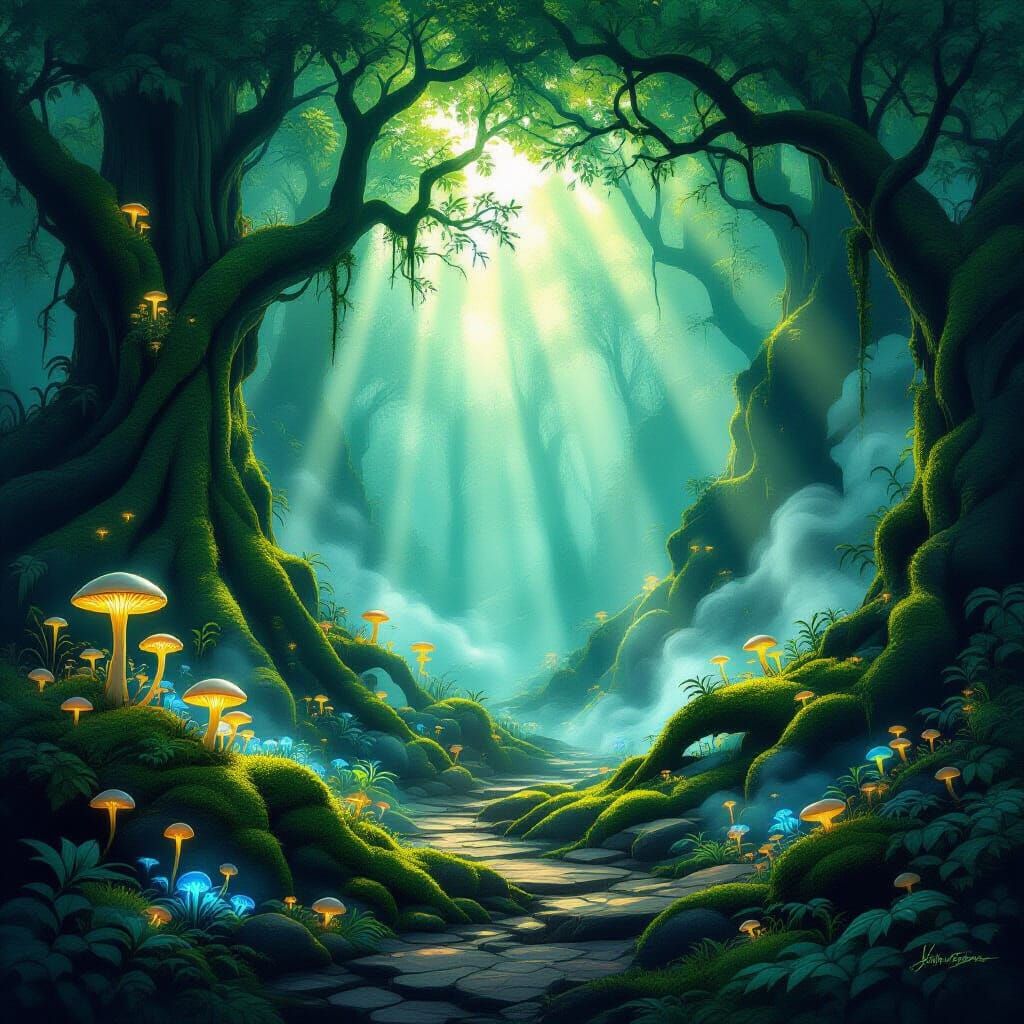 Mystical Forest Clearing Digital Painting