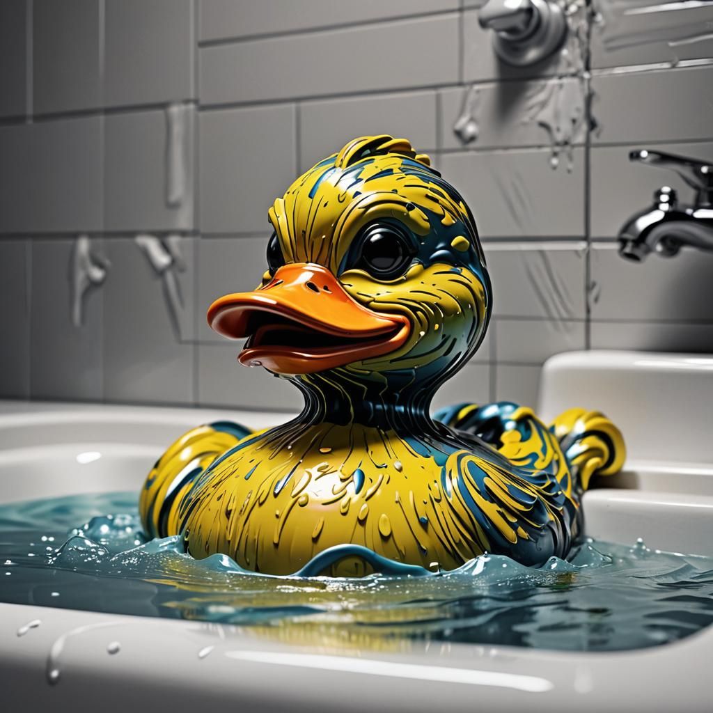 Muscular Rubber Ducky in Comic Book Style