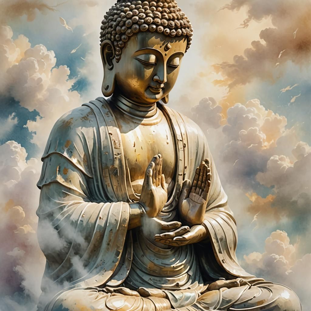 Ethereal Buddha in Watercolor Style