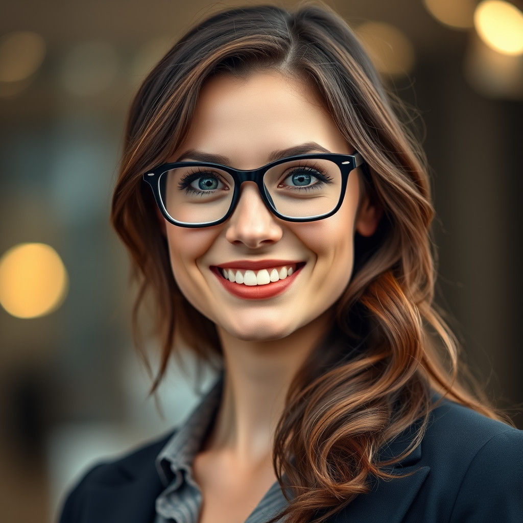 Friendly Woman in Glasses with Warm Smile Portrait
