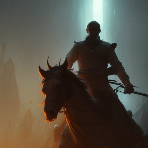A man  on a horse , 8k resolution, dark fantasy concept art,...