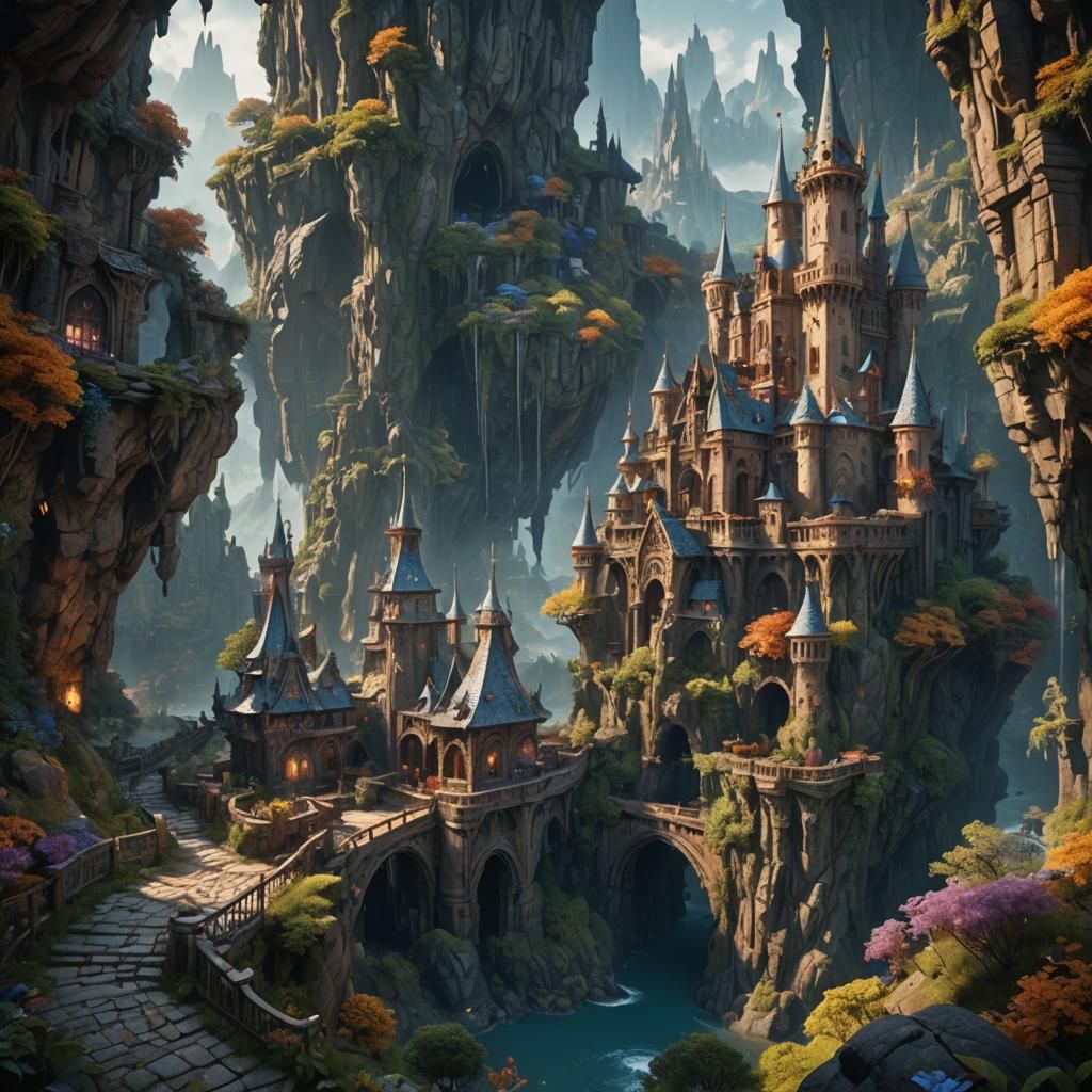 Fantastical Castle Matte Painting in Deep Color