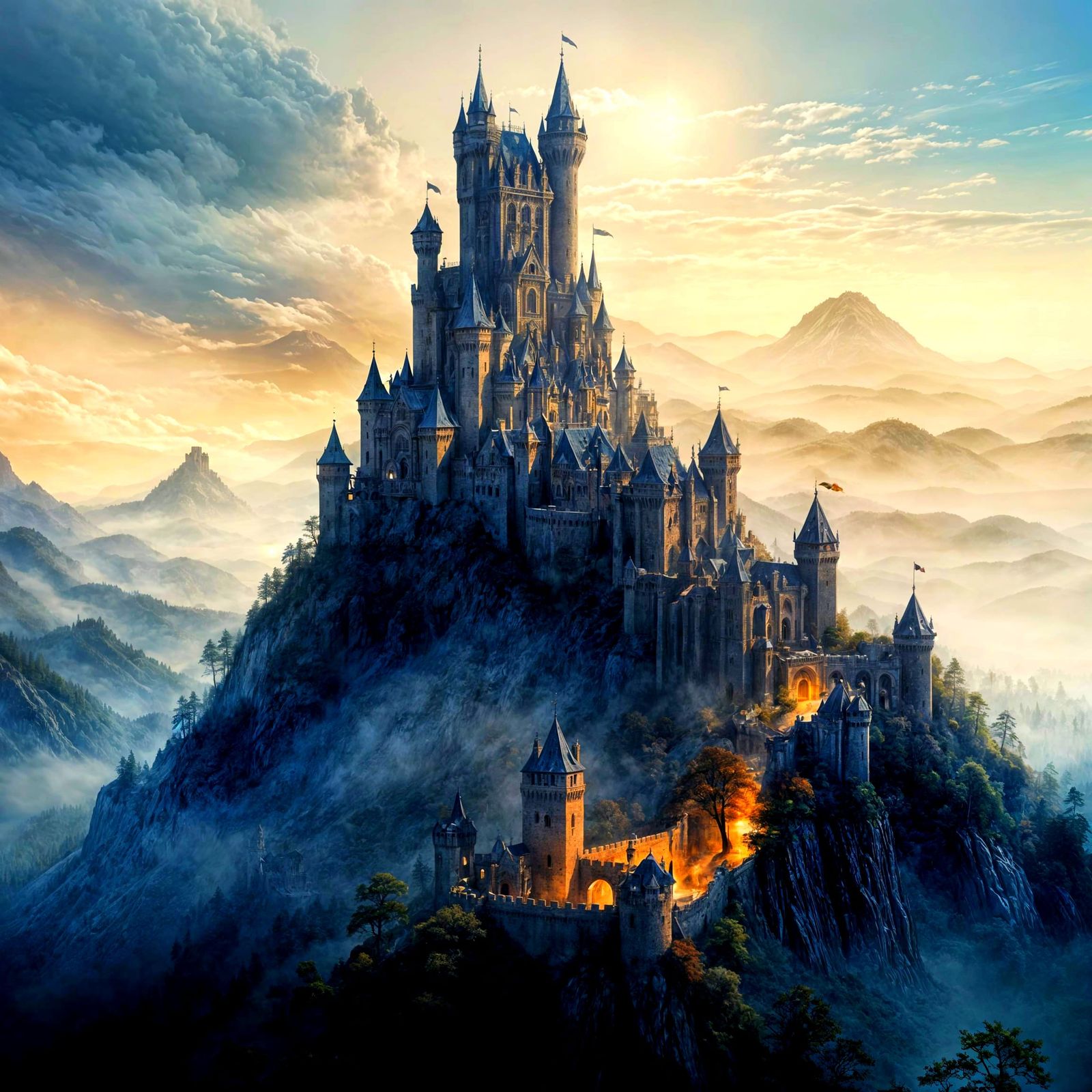 Misty Mountain Tower Castle Concept Art