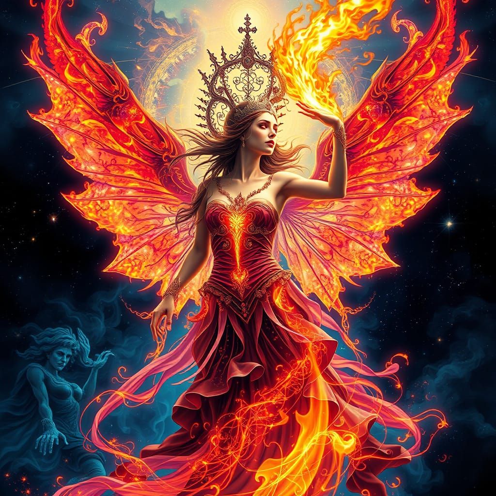 Gothic Fairy Queen Ignites Cosmic Splendor