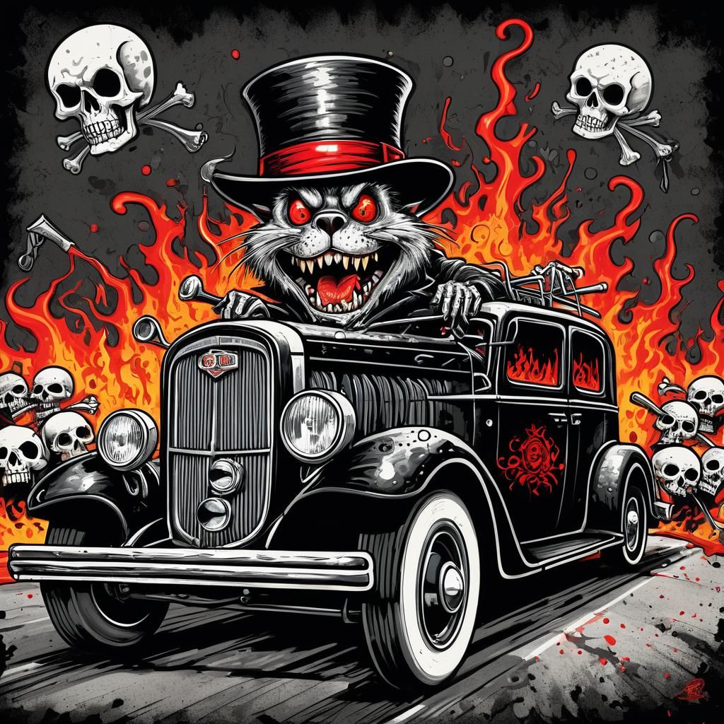Evil Rat Rod Hearse in Ed Roth Style