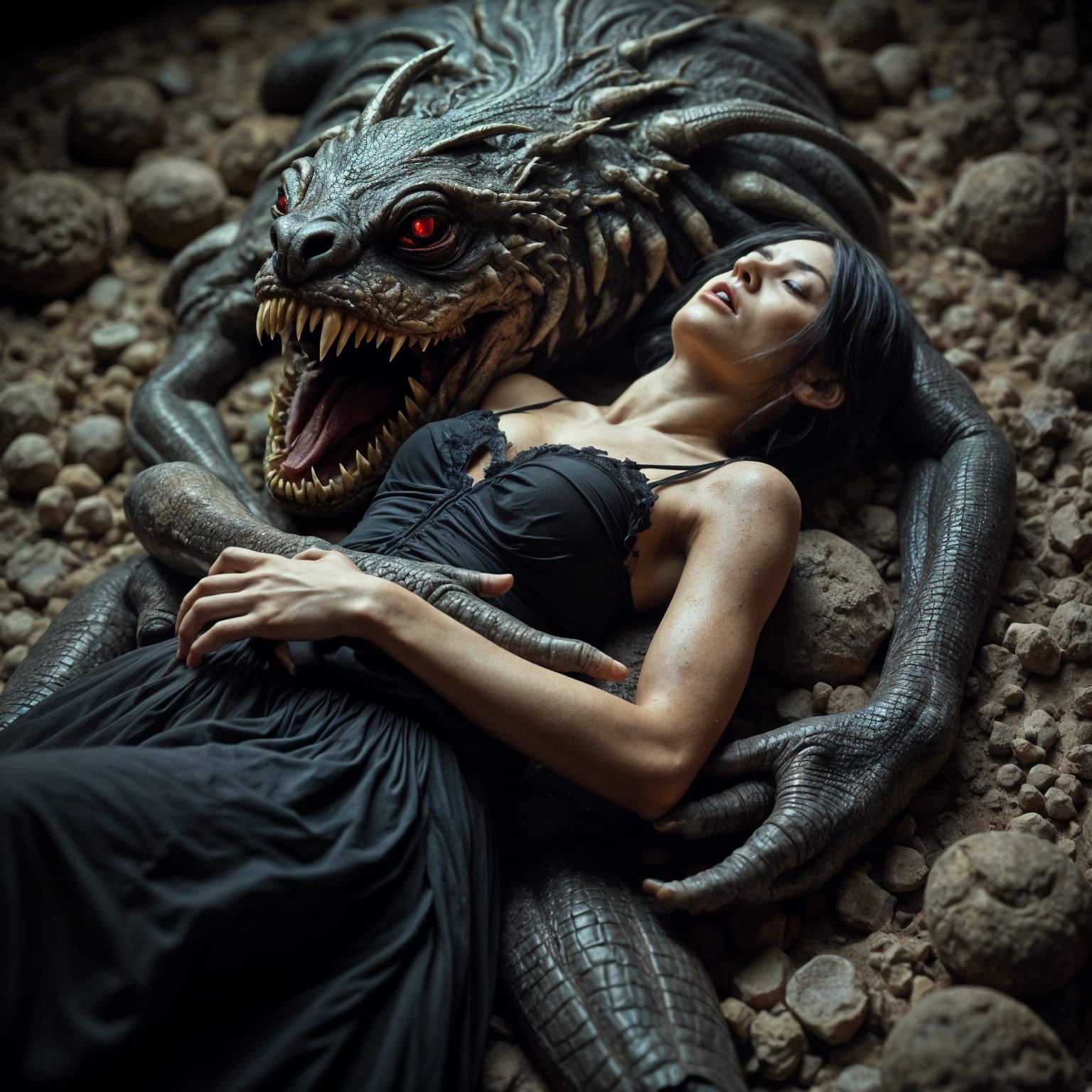 Demon Captures Unconscious Woman in Hyper Photorealistic Win...
