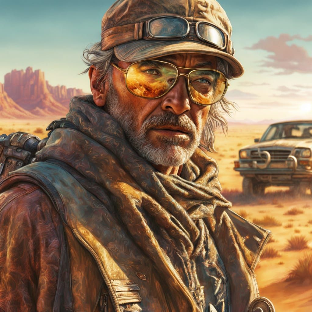 Post-Apocalyptic Road Warrior Double Exposure