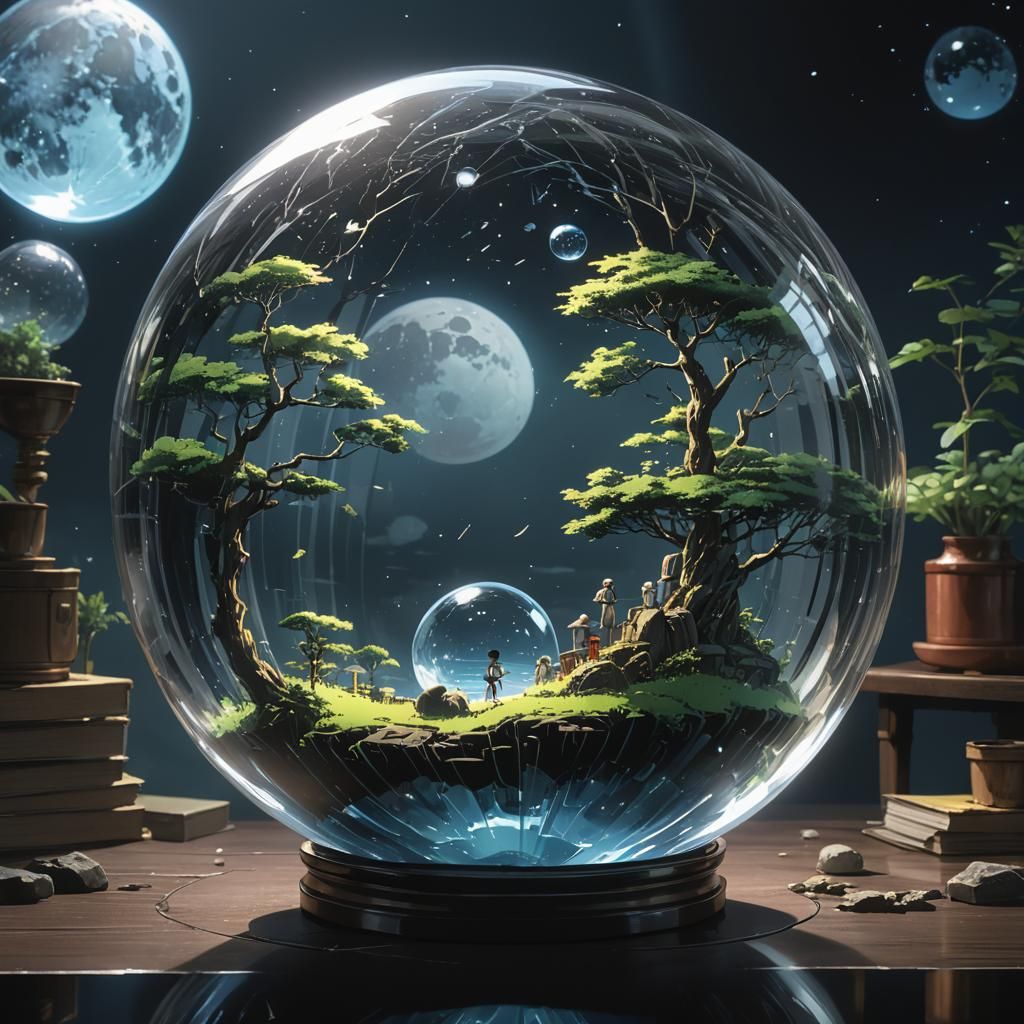 Nested Glass Spheres in Anime Style